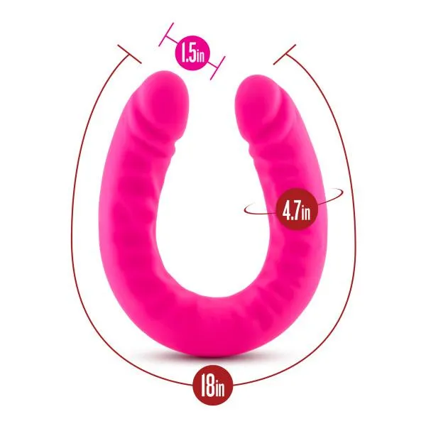 Ruse 18 Inches Silicone Slim Double Dong Hot Pink Blush Dildos