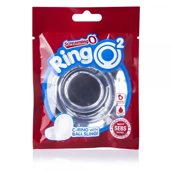 Screaming O Male Sex Toys Screaming O Ringo 2 Clear C Ring With Ball Sling