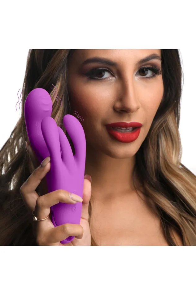 Sd Vibrators 10X Triple Rabbit Silicone Vibrator Purple