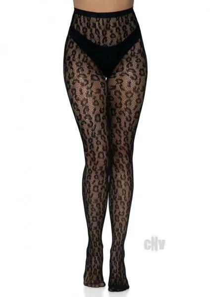 Seductucom Anal Leopard Net Tights Os Black