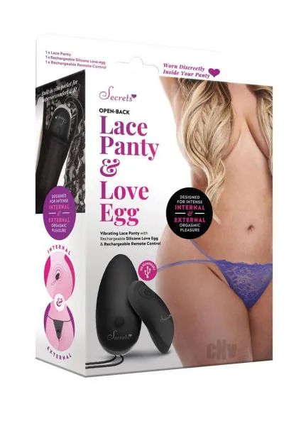 Seductucom Vibrators Secret Openback Lace Panty Egg Ps Purple