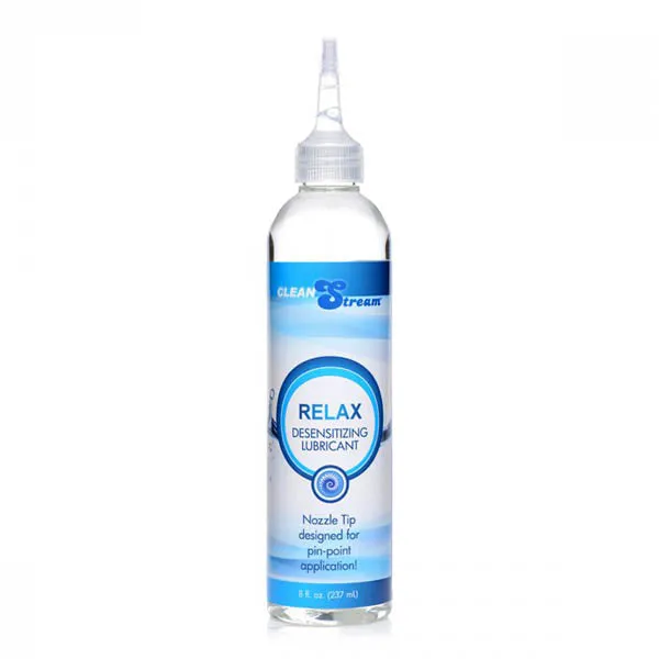 Sexual Health Wellbeing XR Brands CleanStream Relax Desensitising Lubricant with Nozzle Tip 237 ml Bottle