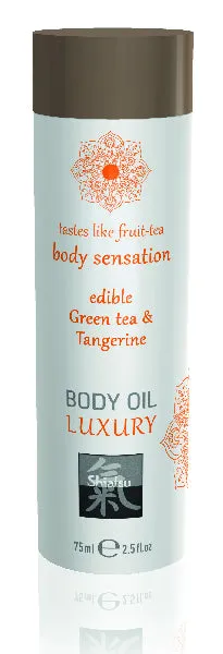 Shiatsu Luxury Body Oil Edible Green Tea Tangerine Hot Female Sex Toys