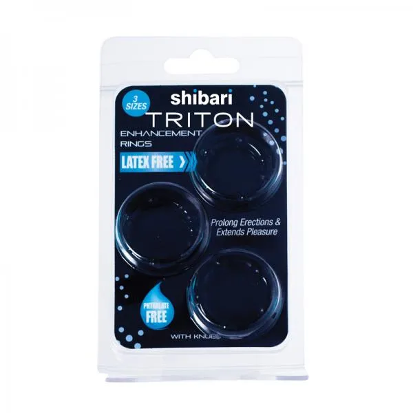 Shibari Shibari Triton Enhancement Pleasure Rings With Knubbs 3pk Black Female Sex Toys