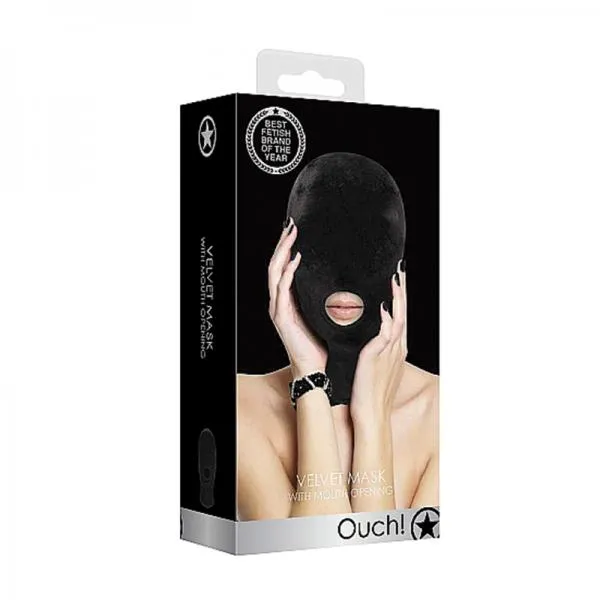 Shots Couples Ouch Velvet Velcro Mask With Mouth Opening