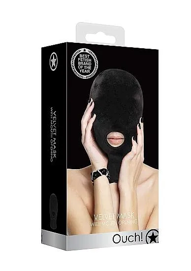 Shots Couples Ouch Velvet Velcro Mask With Mouth Opening