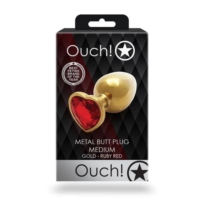 Shots Toys Anal OUCH Heart Gem Gold Butt Plug Medium