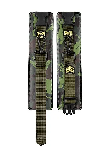 Shots Toys Couples Ouch Wrist Cuffs Army Theme Green