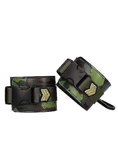 Shots Toys Couples Ouch Wrist Cuffs Army Theme Green