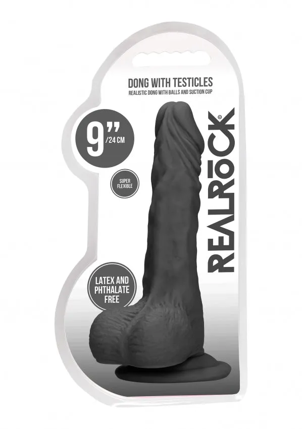 Shots Toys Female Sex Toys Realrock Dong with Testicles 9 Black