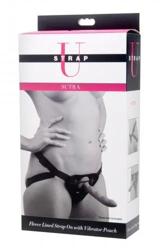 Strap U Female Sex Toys Sutra Fleece Lined Strap On Vibrator Pouch Black