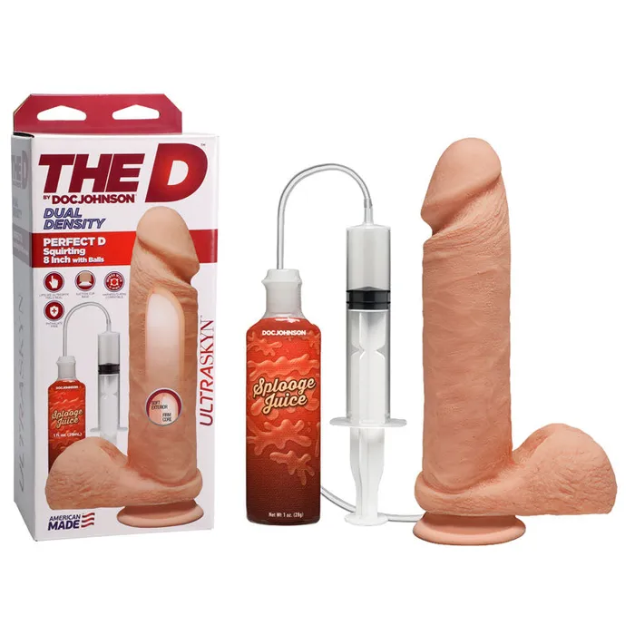 The D Perfect D Squirting 8 with Balls Flesh 203 cm Squirting Dong Doc Johnson Dildos