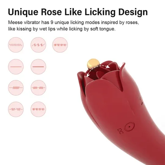 Tongue Silicone Rose Stick Vibrator OOTYEMO Female Sex Toys