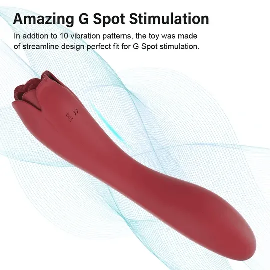 Tongue Silicone Rose Stick Vibrator OOTYEMO Female Sex Toys