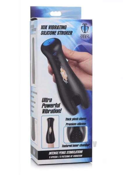 Trinity Vibes 10x Vibrating Silicone Stroker Male Sex Toys