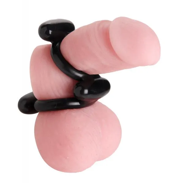 Trinity Vibes Dual Stretch To Fit Cock And Ball Ring Black Couples