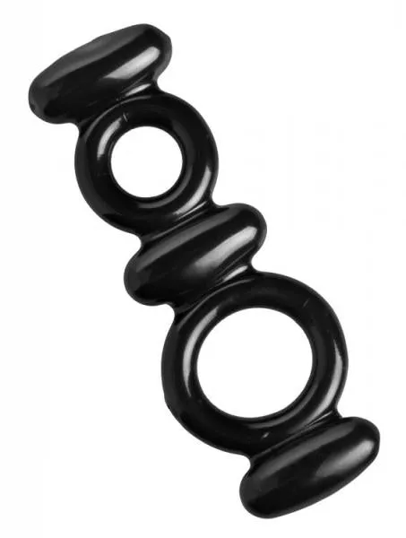 Trinity Vibes Dual Stretch To Fit Cock And Ball Ring Black Couples