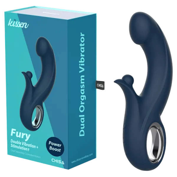 Vibrators Chisa Novelties Kissen Fury Dual Orgasm Vibrator Navy Blue