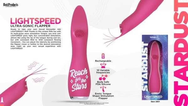 Vibrators Hott Products Unlimited Stardust Lightspeed Ultrasonic Flapper Pink