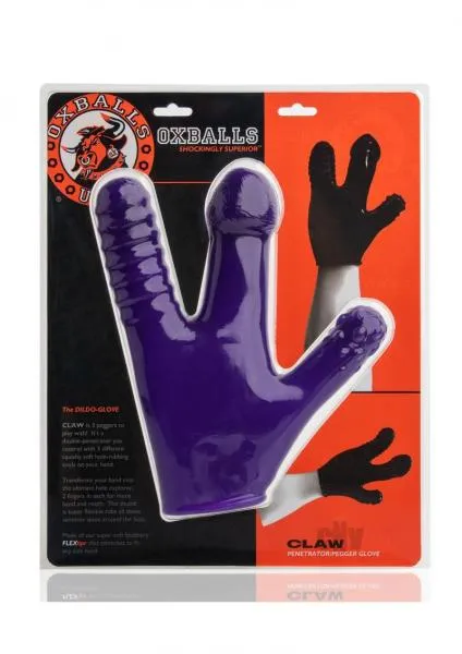 Vibrators Oxballs Claw Pegger Glove Eggplant Purple