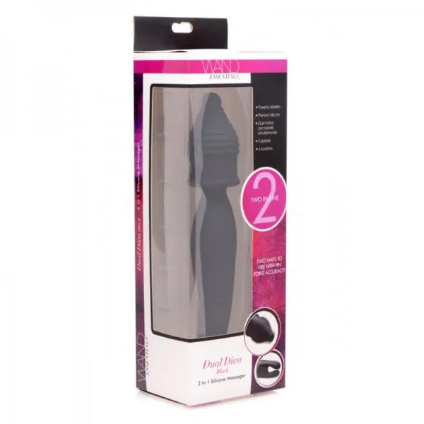 Vibrators XR LLC Wand Essentials Dual Diva 2 In 1 Massager Black