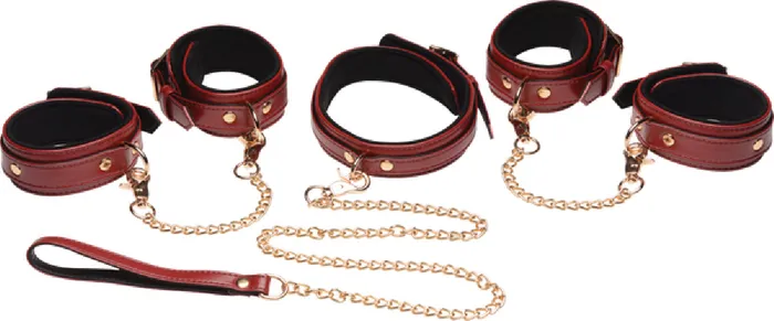 XR Brands Couples The Master Series 6 Piece Bondage Set Burgundy