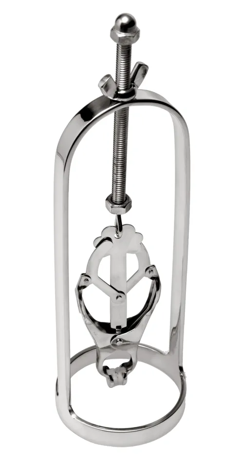 XR Brands Dildos The Master Series Stainless Steel Clover Clamp Nipple Stretcher Silver