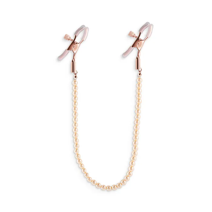 NS Novelties New Bound Rose Gold Nipple Clamps with Pearl Strand Female Sex Toys