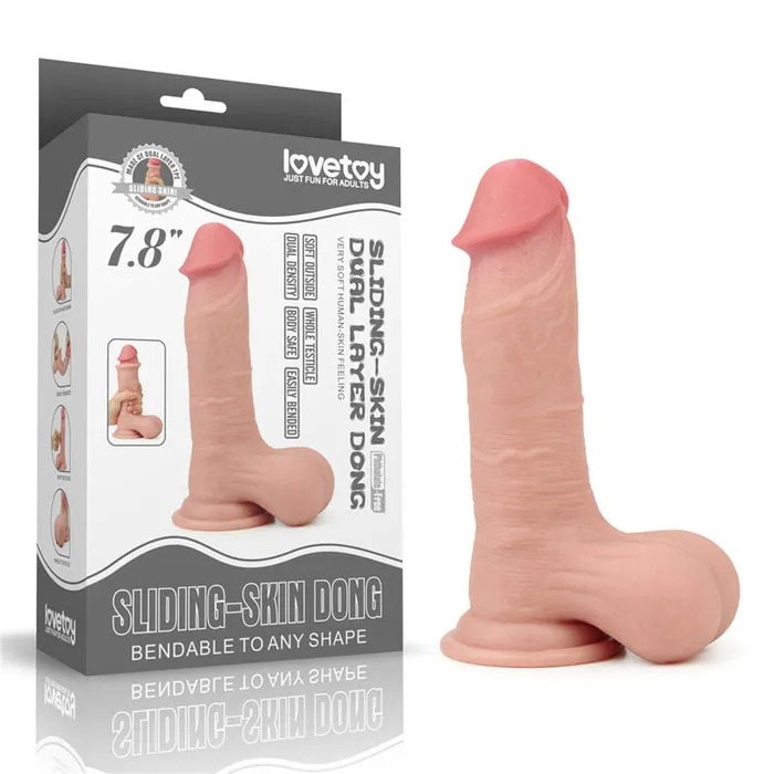 Sliding Skin Dual Layer Dong 195 cm 78 Dong with Flexible Skin Lovetoy Dildos