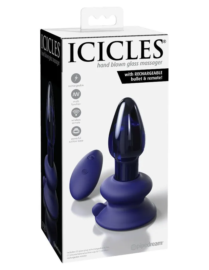 Anal PipeDream Icicles No85 Vibrating Glass Butt Plug