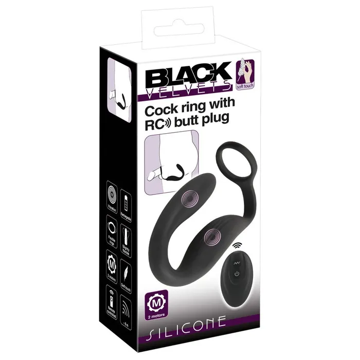 BLACK VELVETS COCK RING WITH RC BUTT PLUG black velvets Male Sex Toys