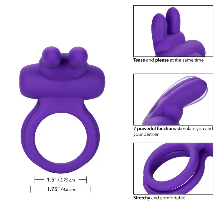 California Exotic Novelties Male Sex Toys Dual Rockin Rabbit Silicone Cock Ring with Clit Stimulator