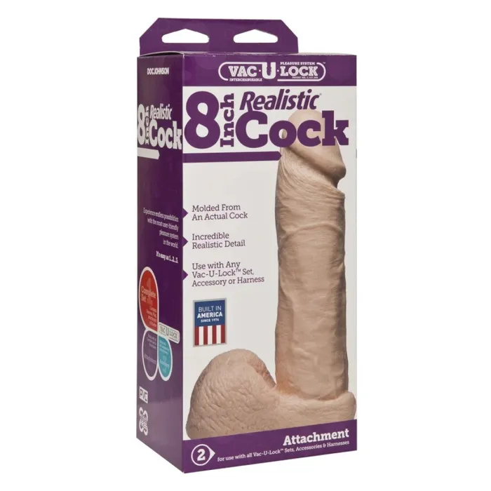 Dildos Doc Johnson VacULock 8 Realistic Cock Attachment Vanilla