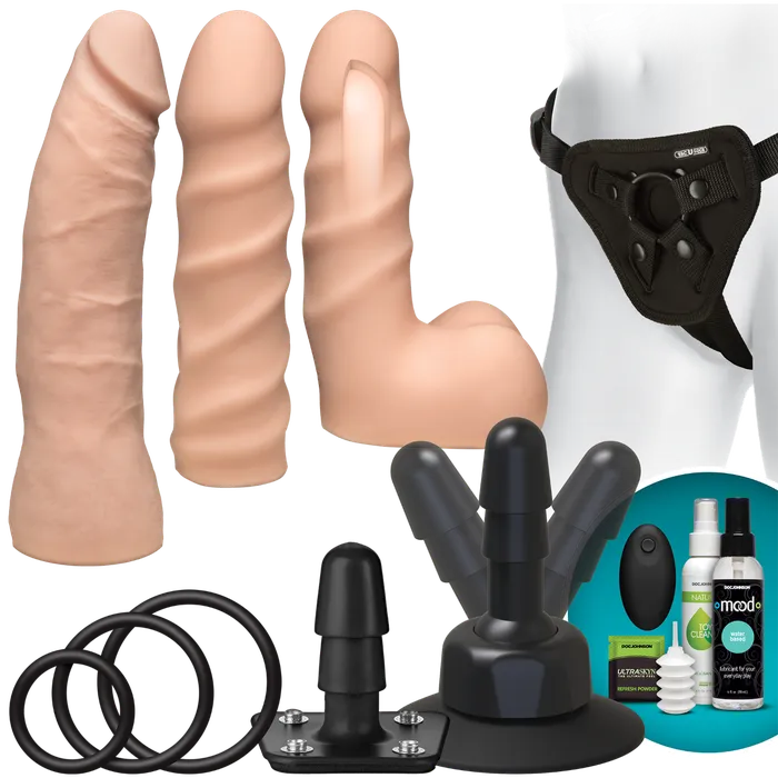 Dildos Doc Johnson Vac U Lock Vibrating Dual Density Starter Set Vanilla VacULock