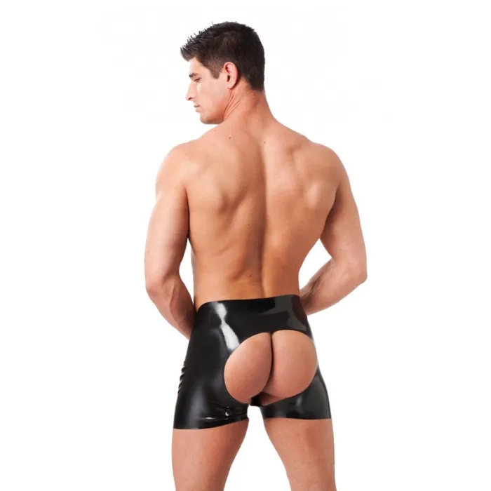 Dildos Rimba Rimba Rubber Secrets Mens Black Latex Open Backside Briefs