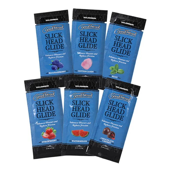 Doc Johnson Enhancers GoodHead Slick Head Glide Flavoured Lubes 6 Pack