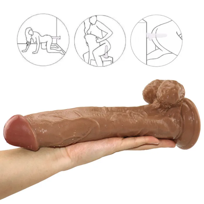  Female Sex Toys 10 inch brown dildo with suction