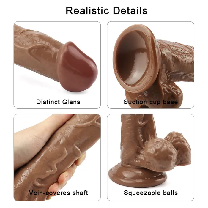  Female Sex Toys 10 inch brown dildo with suction