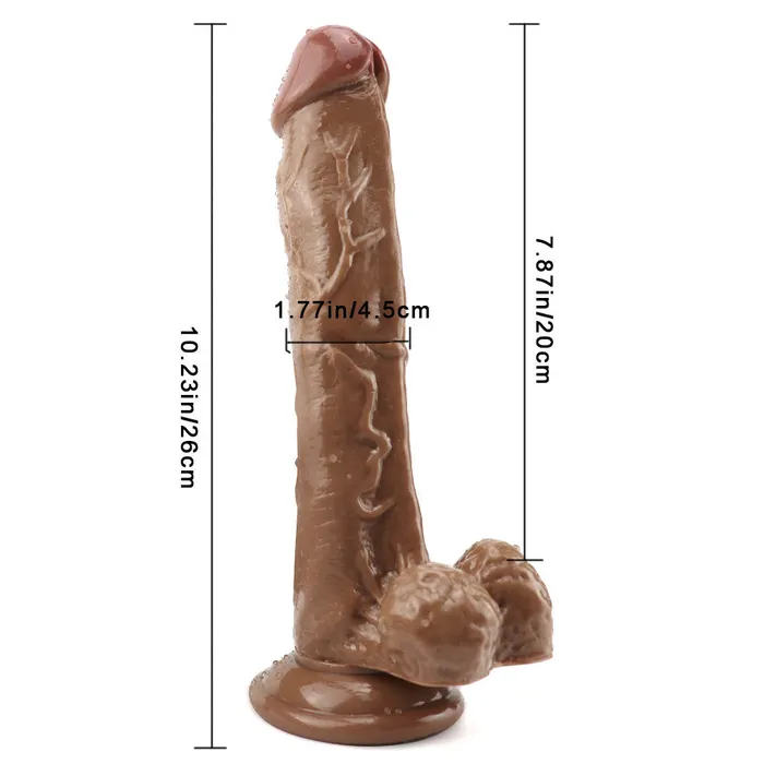  Female Sex Toys 10 inch brown dildo with suction