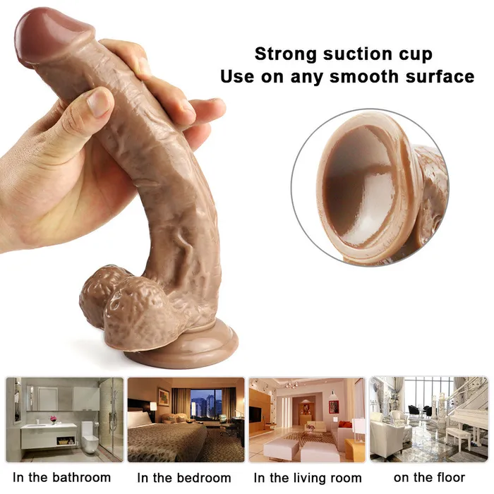  Female Sex Toys 10 inch brown dildo with suction