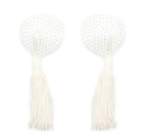 Female Sex Toys Extasy White Sequin Heart Nipple Pasties