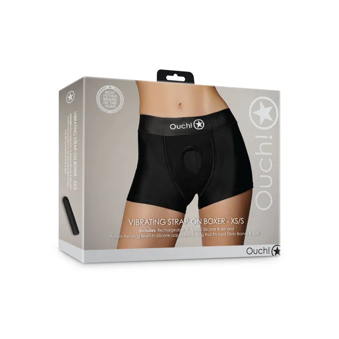 Female Sex Toys Shots Toys Vibrating StrapOn Boxers Ouch black size ML