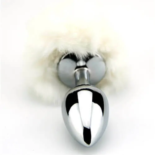 Furry Fantasy White Bunny Tail Metal Butt Plug Furry Fantasy Anal