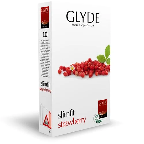 Glyde Glyde Ultra Slimfit Strawberry Flavour Vegan Condoms 10 Pack Male Sex Toys