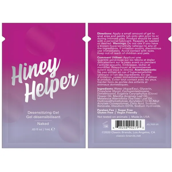 Jelique Enhancers HINEY HELPER DESENSITIZING GEL FOIL 003 fl oz 1 mL