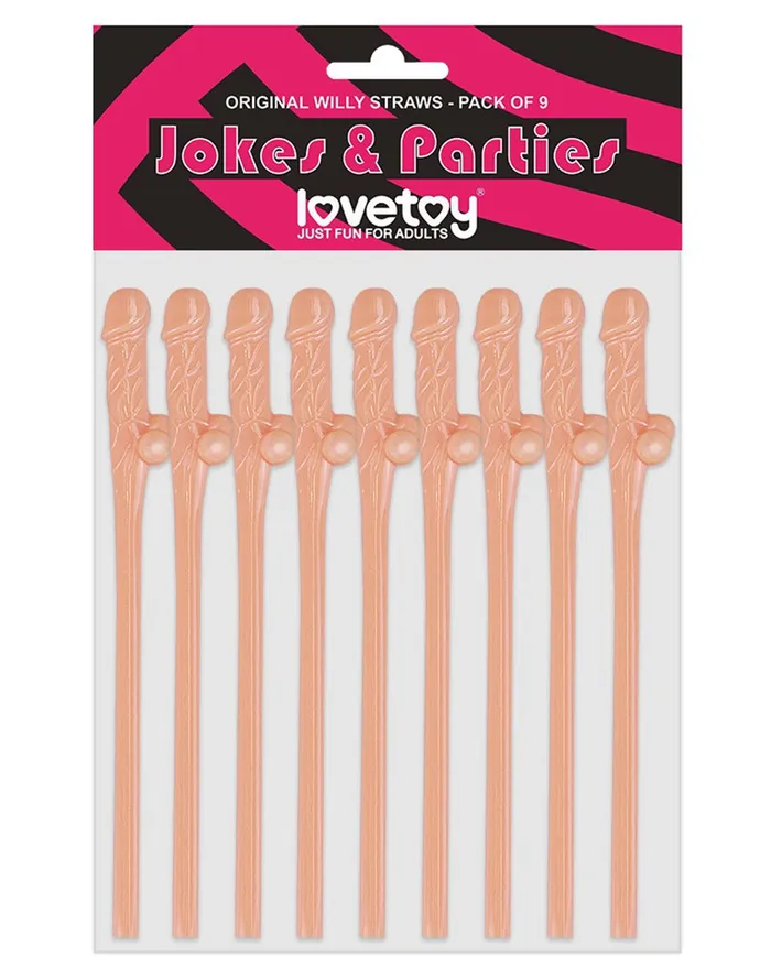 Lovetoy Male Sex Toys Realistic Nude Willy Straws Pack of 9