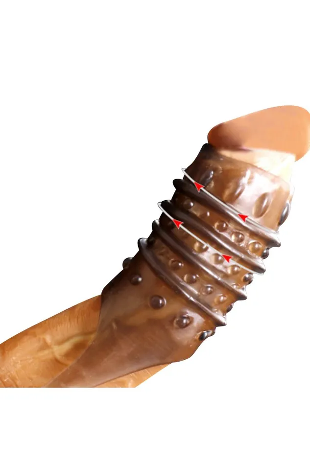 mysite Male Sex Toys Silicone Penis Sleeve Extender Sex Toy Brown