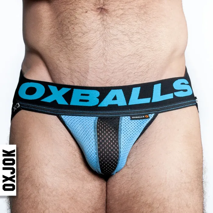 Oxballs Anal Oxballs Airmesh Upthrust Slider Strap Jock SKY BLUE LARGE