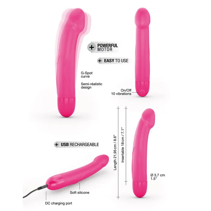 Powerful rechargeable Gspot silicone vibrator Real Vibration M pink Dorcel Vibrators