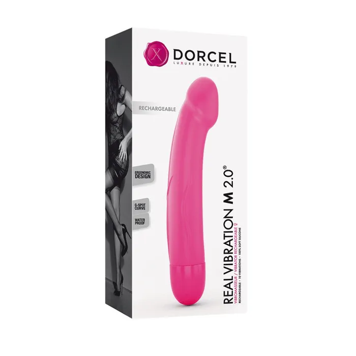 Powerful rechargeable Gspot silicone vibrator Real Vibration M pink Dorcel Vibrators